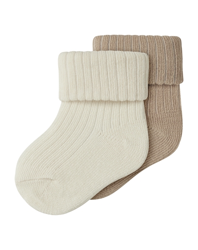 Name It - NBNNugat 2P Strømper - Antique White/Sesame
